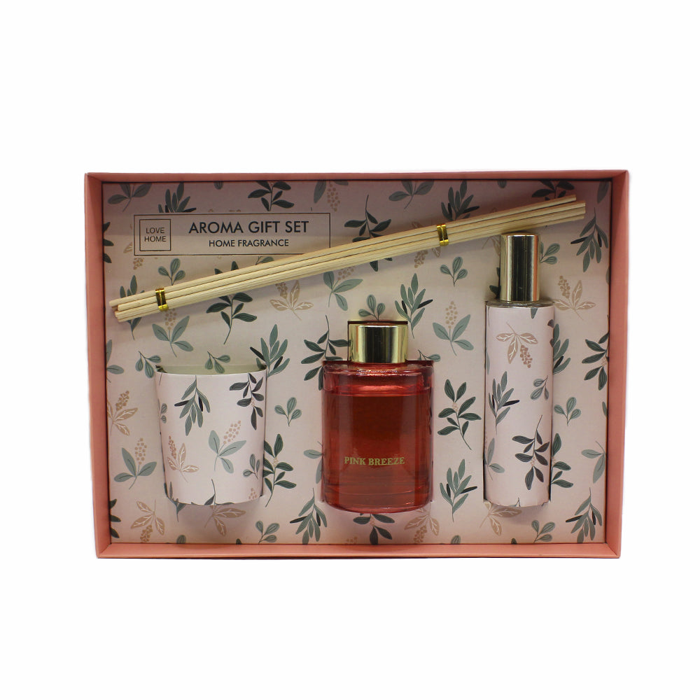 Set de regalo - Difusor con varilla + spray aromatizante "Pink breeze"