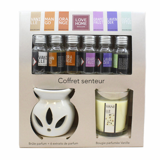 Set de regalo - Difusor con 6 esencias + vela aromatizante "Coffret senteur" MF-124